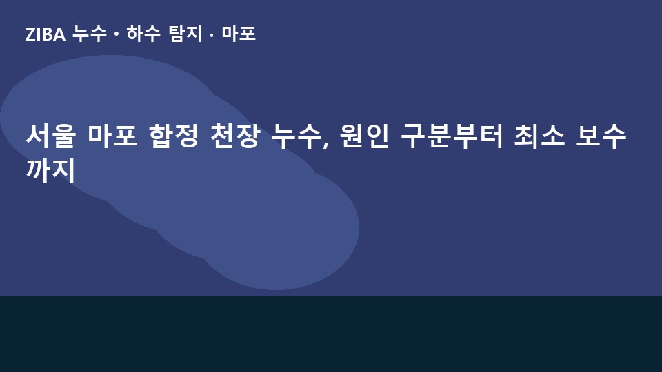 서울 마포 합정 천장 누수, 원인 구분부터 최소 보수까지