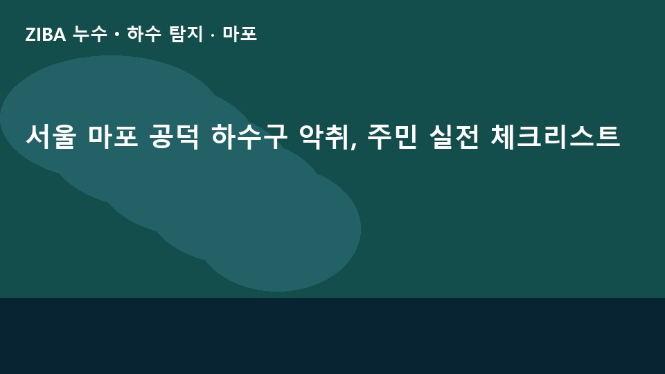 서울 마포 공덕 하수구 악취, 주민 실전 체크리스트