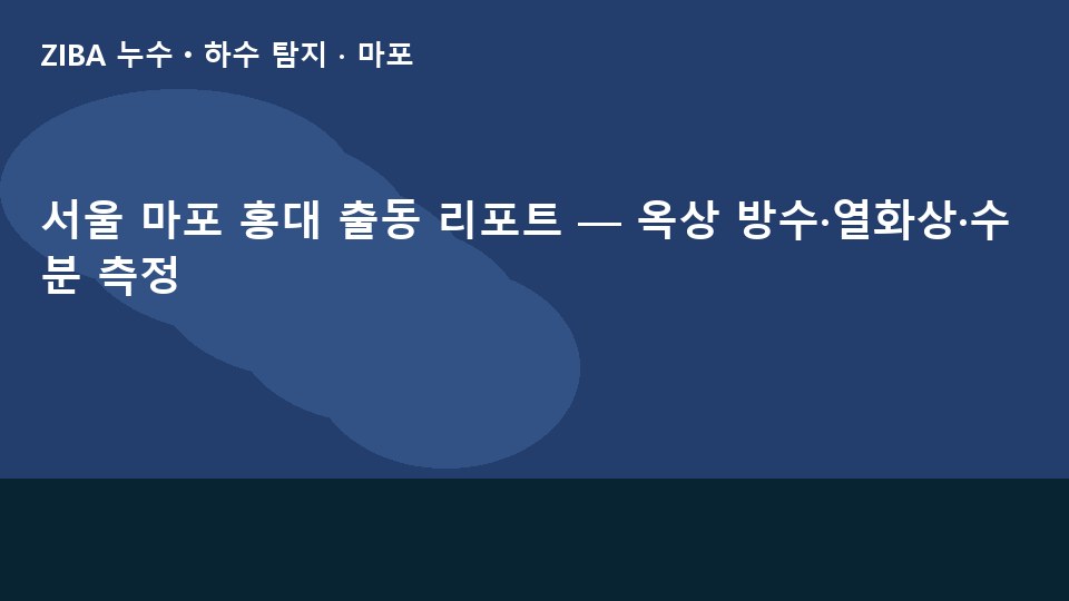 서울 마포 홍대 출동 리포트 — 옥상 방수·열화상·수분 측정